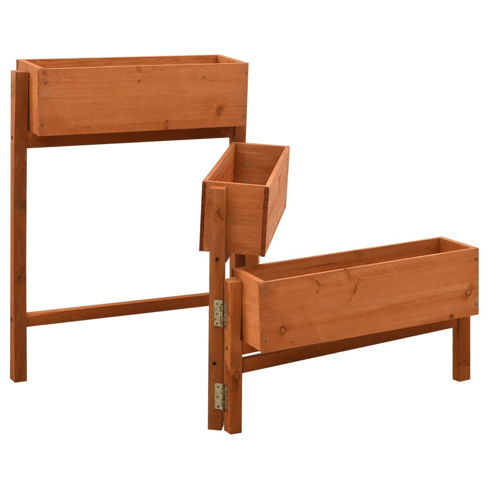 vidaXL Jardinière pliable orange 60x14x75 cm en bois de sapin massif