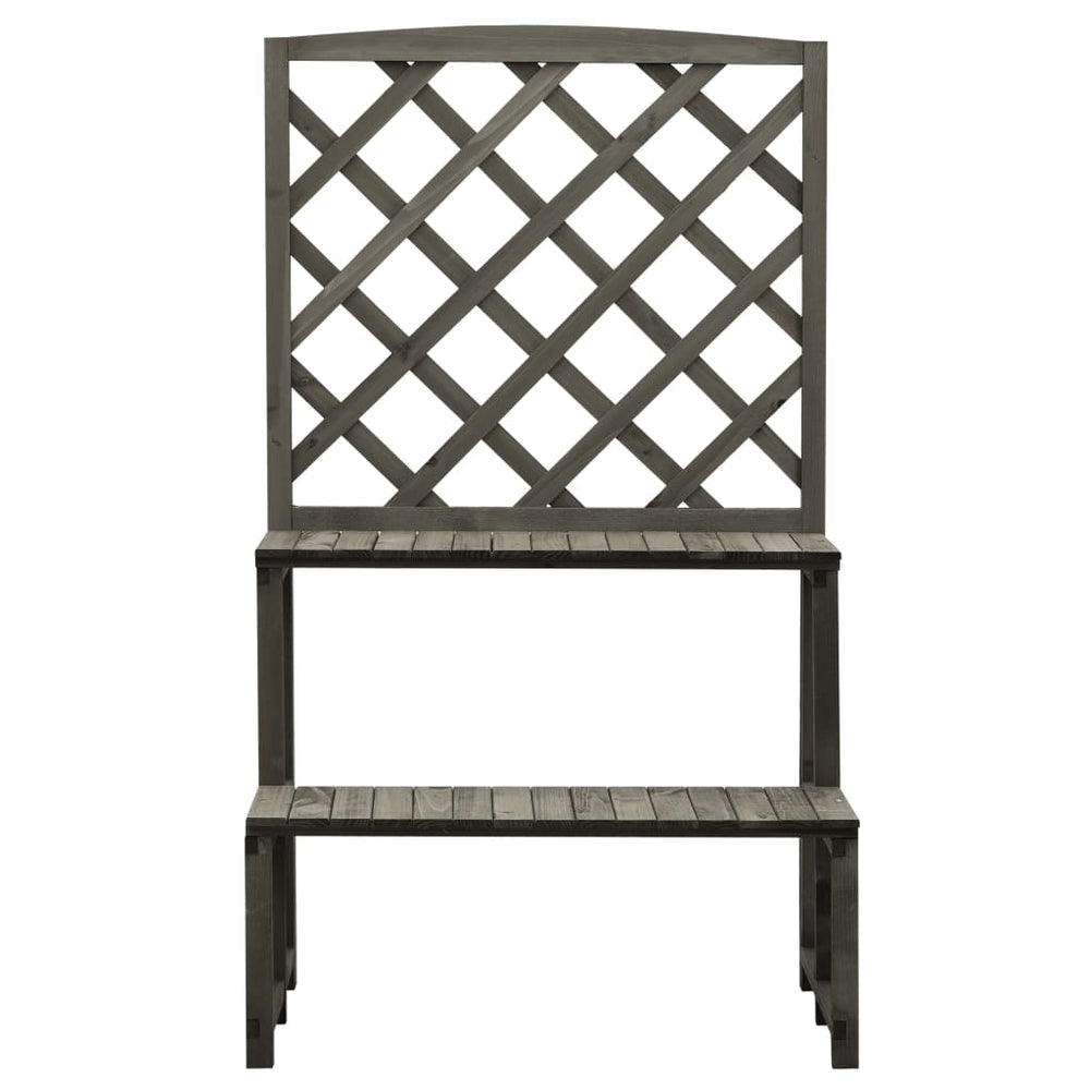 Blumentreppe mit Rankgitter Grau 70x42x120 cm Massivholz Tanne