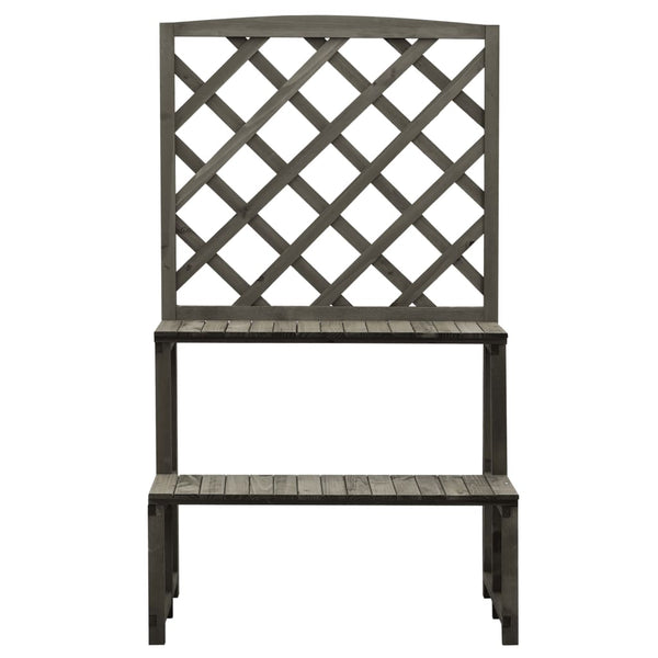 Blumentreppe mit Rankgitter Grau 70x42x120 cm Massivholz Tanne