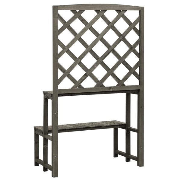 Blumentreppe mit Rankgitter Grau 70x42x120 cm Massivholz Tanne