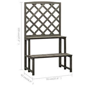Blumentreppe mit Rankgitter Grau 70x42x120 cm Massivholz Tanne