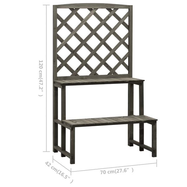 Blumentreppe mit Rankgitter Grau 70x42x120 cm Massivholz Tanne