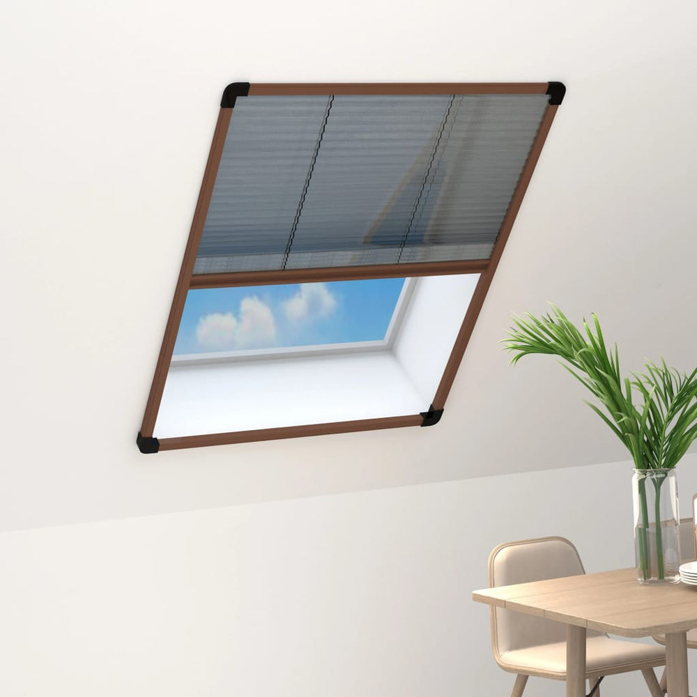 vidaXL Store plissé anti-mouches en aluminium pour fenêtre Marron 80x100 cm