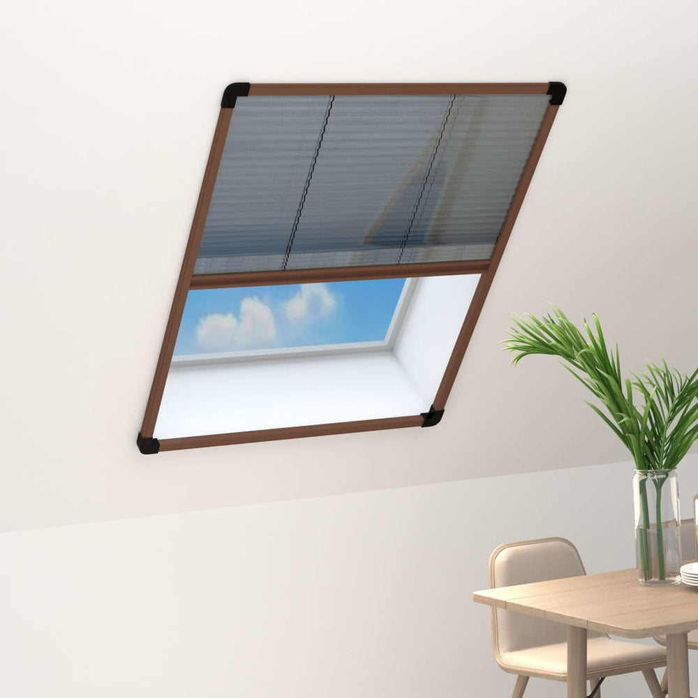 vidaXL Moustiquaire plissée pour fenêtre Aluminium Marron 80x120 cm