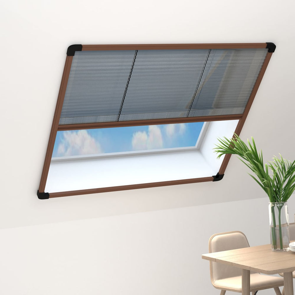 vidaXL Moustiquaire plissée pour fenêtre Aluminium Marron 120 x 120 cm