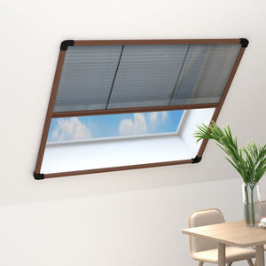 Insektenschutz-Plissee für Fenster Aluminium Braun 120x120 cm