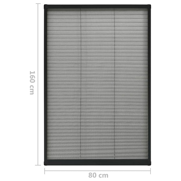 Insektenschutz-Plissee für Fenster Aluminium Anthrazit 80x160cm