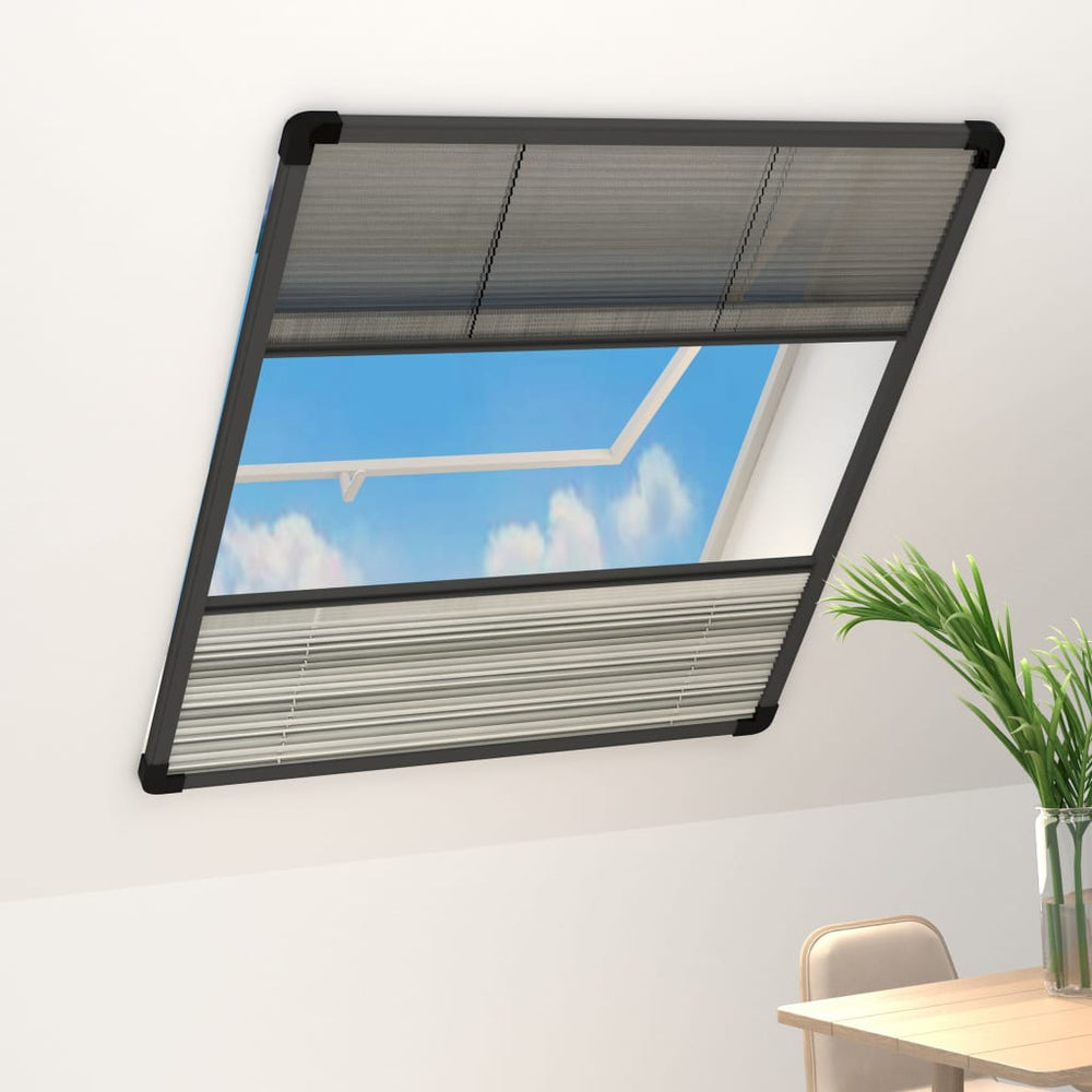 Moustiquaire plissée de fenêtre vidaXL en aluminium 80x100 cm avec store intégré