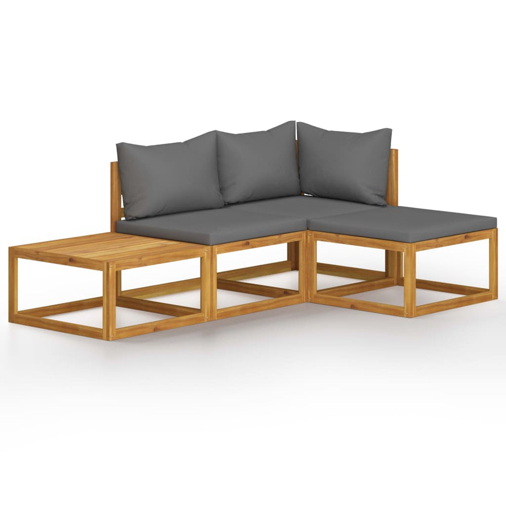 vidaXL Ensemble de salon de jardin 4 pcs avec coussins Bois d'acacia massif