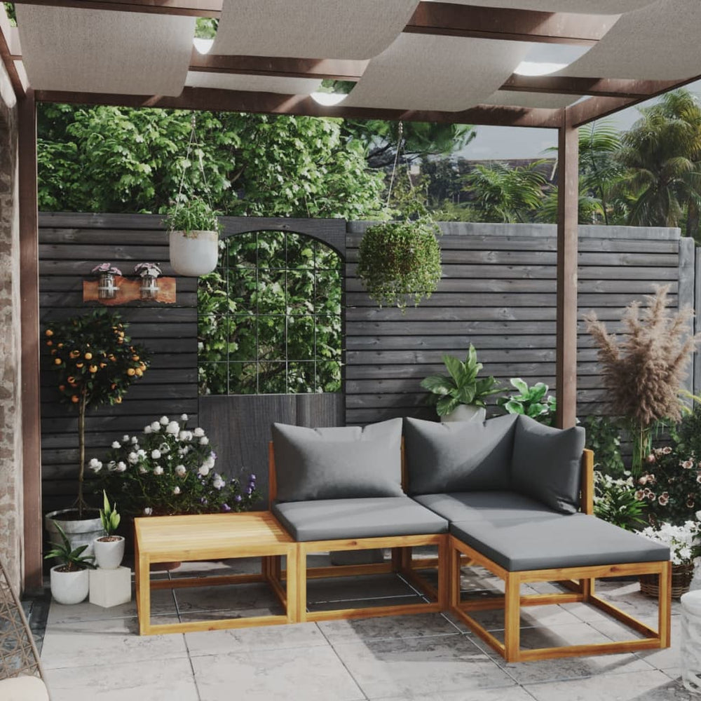 vidaXL Ensemble de salon de jardin 4 pcs avec coussins Bois d'acacia massif