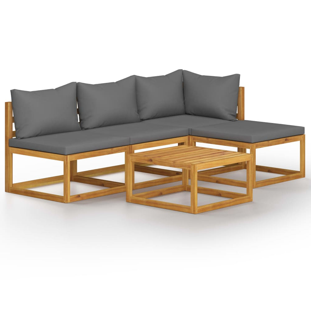 vidaXL Salon de jardin 5 pièces avec coussins Bois d'acacia massif