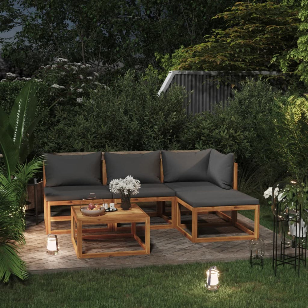 vidaXL Salon de jardin 5 pièces avec coussins Bois d'acacia massif