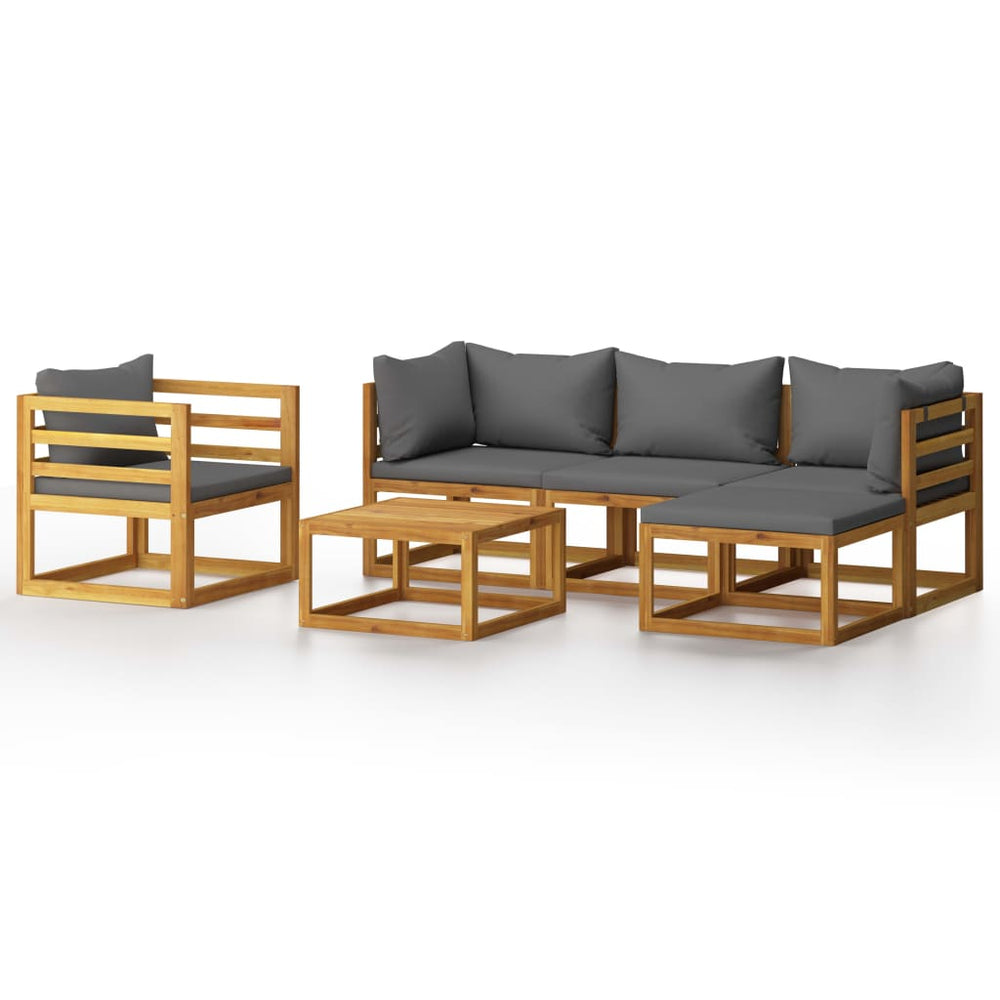 vidaXL Salon de jardin 6 pcs avec coussins Bois d'acacia massif