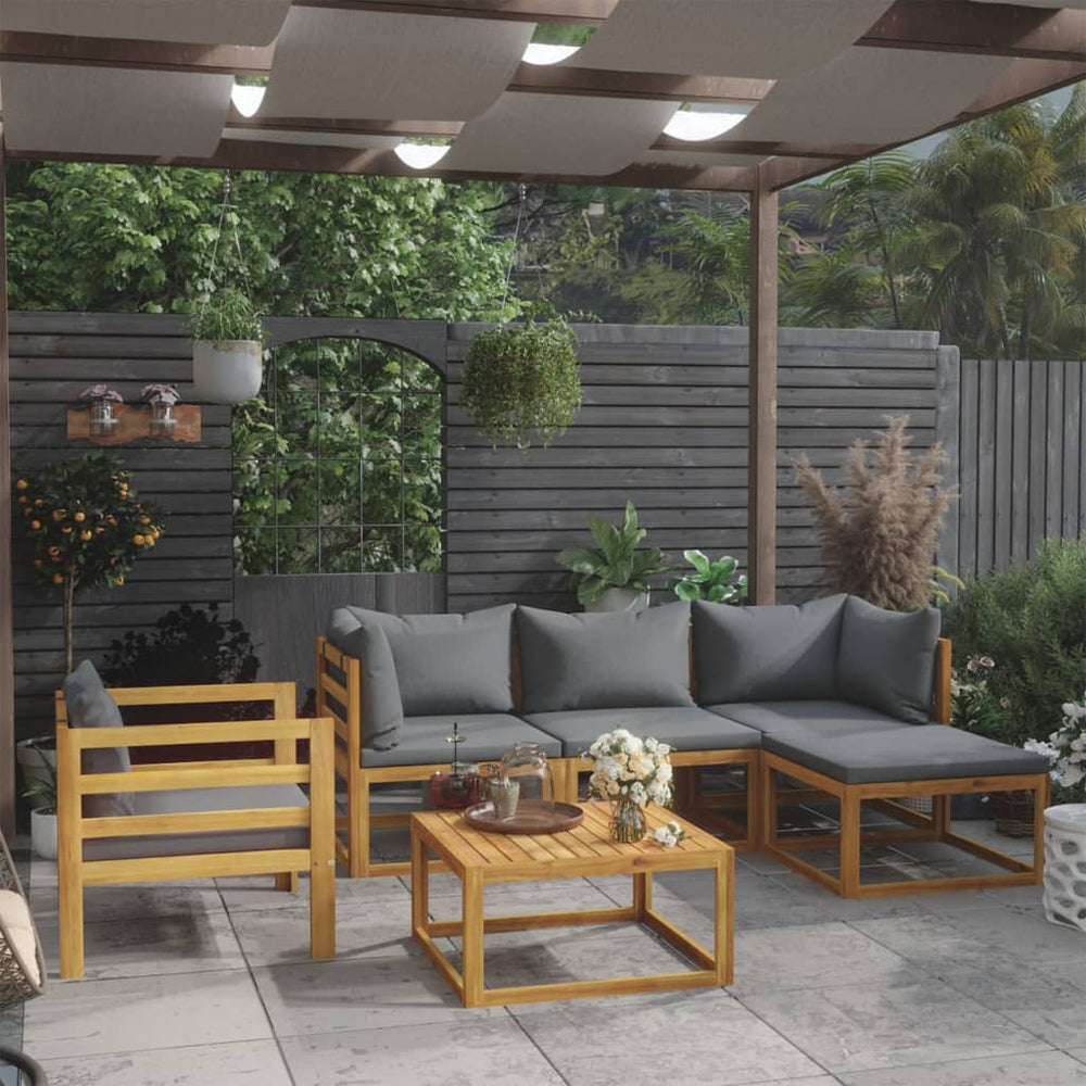 vidaXL Salon de jardin 6 pcs avec coussins Bois d'acacia massif