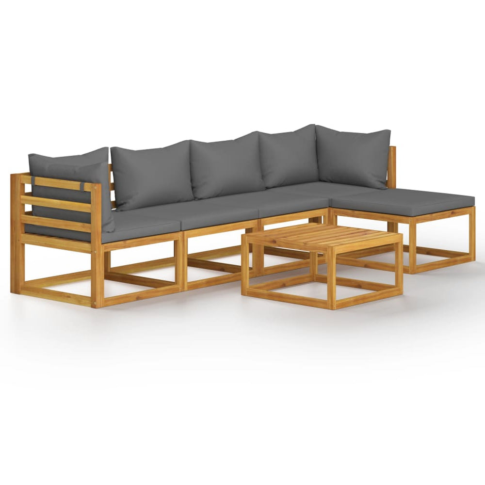 vidaXL Salon de jardin 6 pcs avec coussins Bois d'acacia massif