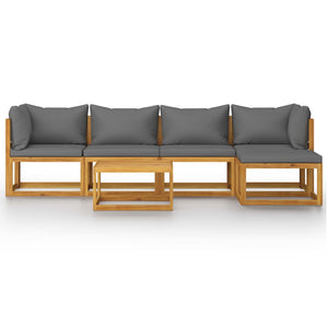 6-tlg. Garten-Lounge-Set mit Auflagen Massivholz Akazie