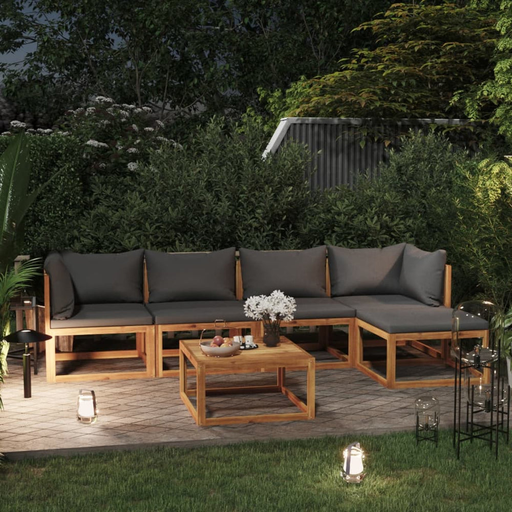 vidaXL Salon de jardin 6 pcs avec coussins Bois d'acacia massif