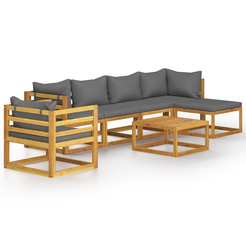vidaXL Ensemble de jardin 7 pcs avec coussins Bois d'acacia massif