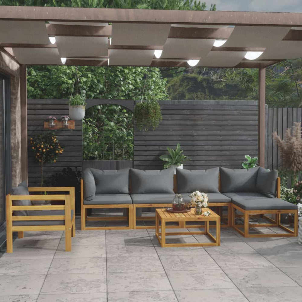 vidaXL Ensemble de jardin 7 pcs avec coussins Bois d'acacia massif