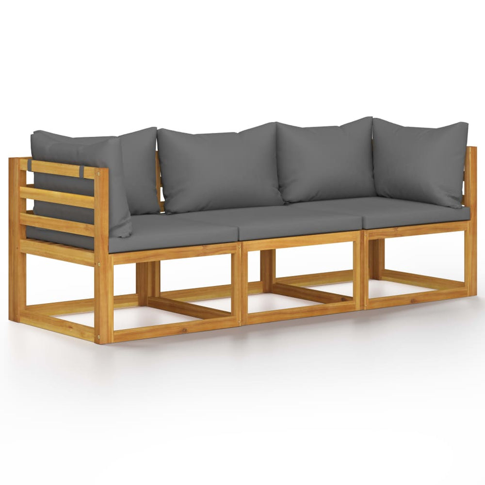 vidaXL Canapé de jardin 3 places avec coussin Bois d'acacia massif