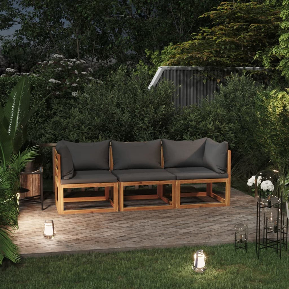 vidaXL Canapé de jardin 3 places avec coussin Bois d'acacia massif
