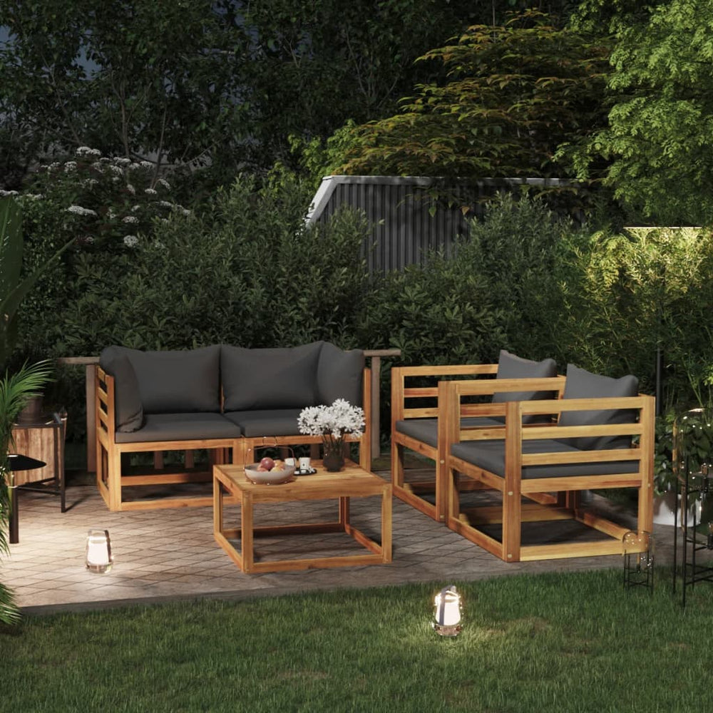 vidaXL Salon de jardin 5 pièces avec coussins Bois d'acacia massif