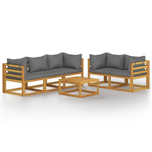 vidaXL Salon de jardin 6 pcs avec coussins Bois d'acacia massif