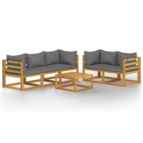 vidaXL Salon de jardin 6 pcs avec coussins Bois d'acacia massif