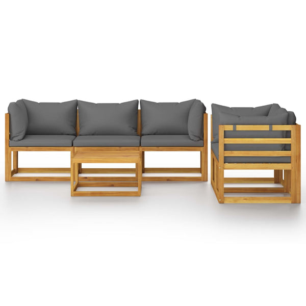 vidaXL Salon de jardin 6 pcs avec coussins Bois d'acacia massif
