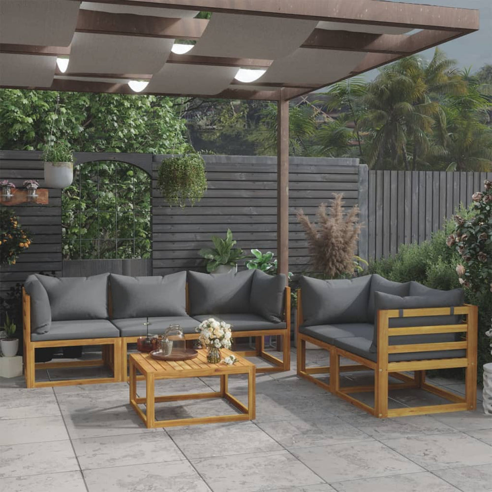 vidaXL Salon de jardin 6 pcs avec coussins Bois d'acacia massif
