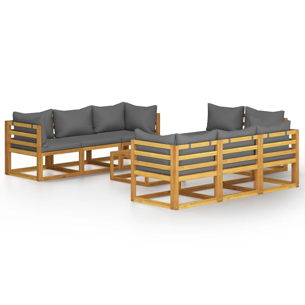 vidaXL Salon de jardin 9 pcs avec coussins Bois d'acacia massif