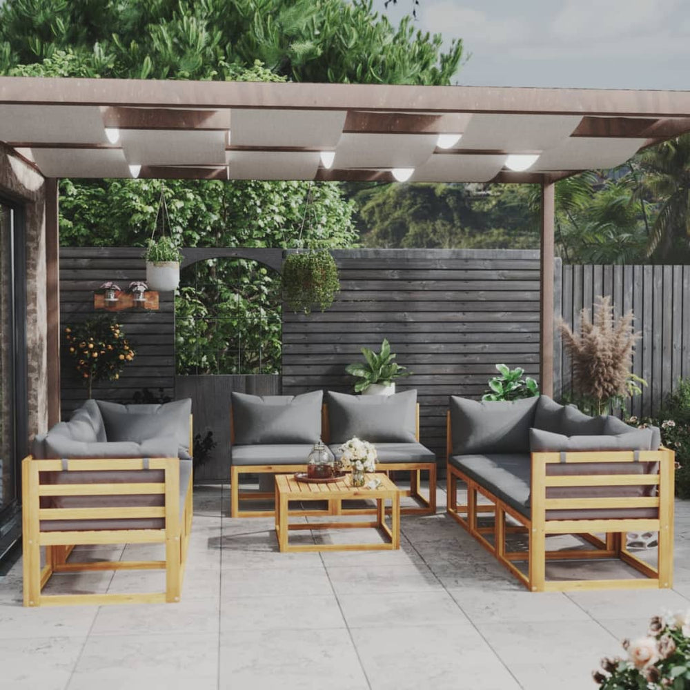 vidaXL Salon de jardin 9 pcs avec coussins Bois d'acacia massif