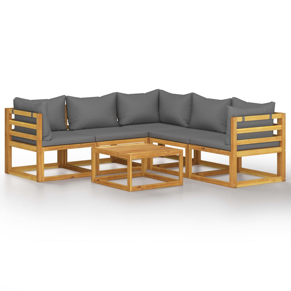 vidaXL Salon de jardin 6 pcs avec coussins Bois d'acacia massif