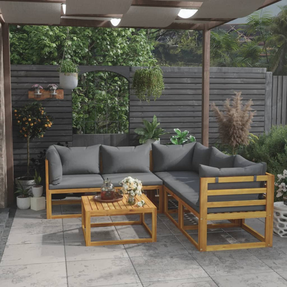 vidaXL Salon de jardin 6 pcs avec coussins Bois d'acacia massif