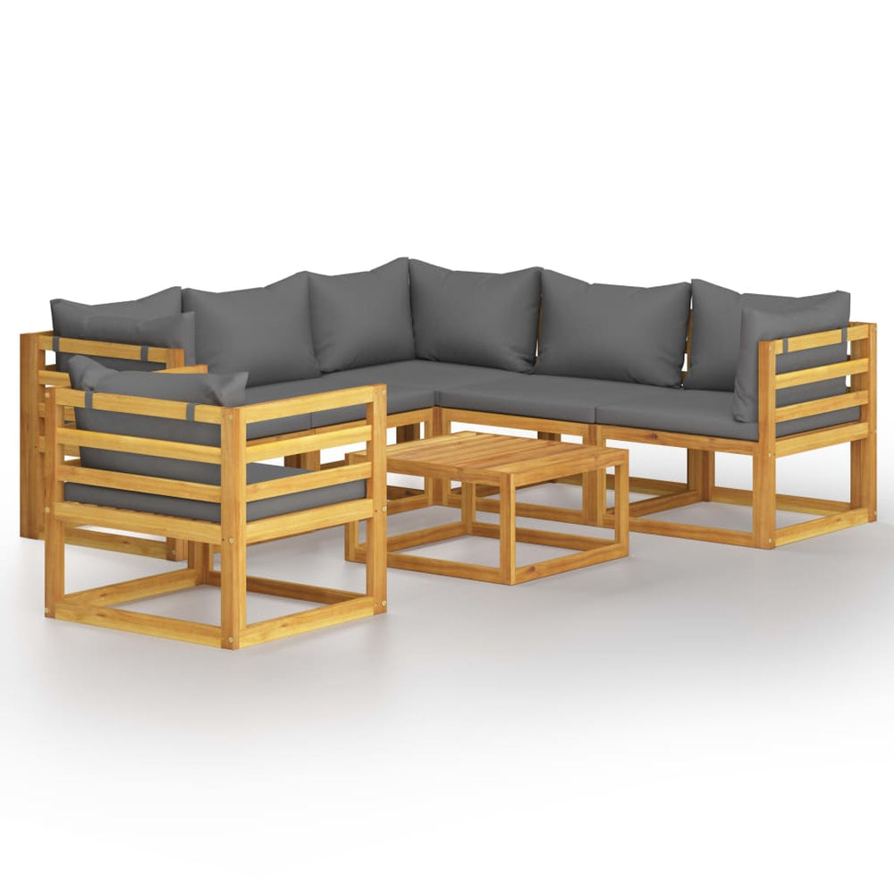 vidaXL Salon de jardin 7 pcs avec coussins Bois d'acacia massif