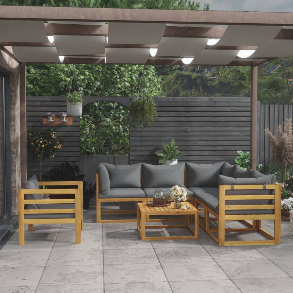 vidaXL Salon de jardin 7 pcs avec coussins Bois d'acacia massif