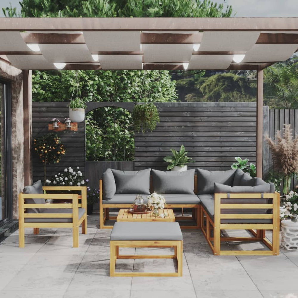 vidaXL Salon de jardin 8 pièces avec coussins Bois d'acacia massif