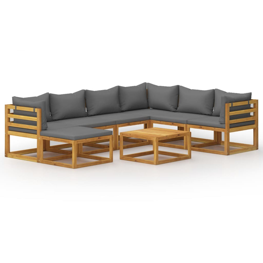 vidaXL Salon de jardin 8 pièces avec coussins Bois d'acacia massif