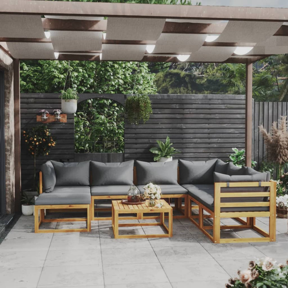vidaXL Salon de jardin 8 pièces avec coussins Bois d'acacia massif
