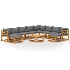 vidaXL Salon de jardin 11 pcs avec coussins Bois d'acacia massif