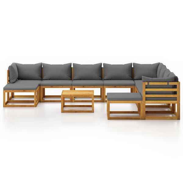 vidaXL Salon de jardin 11 pcs avec coussins Bois d'acacia massif