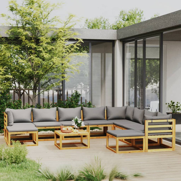 vidaXL Salon de jardin 11 pcs avec coussins Bois d'acacia massif