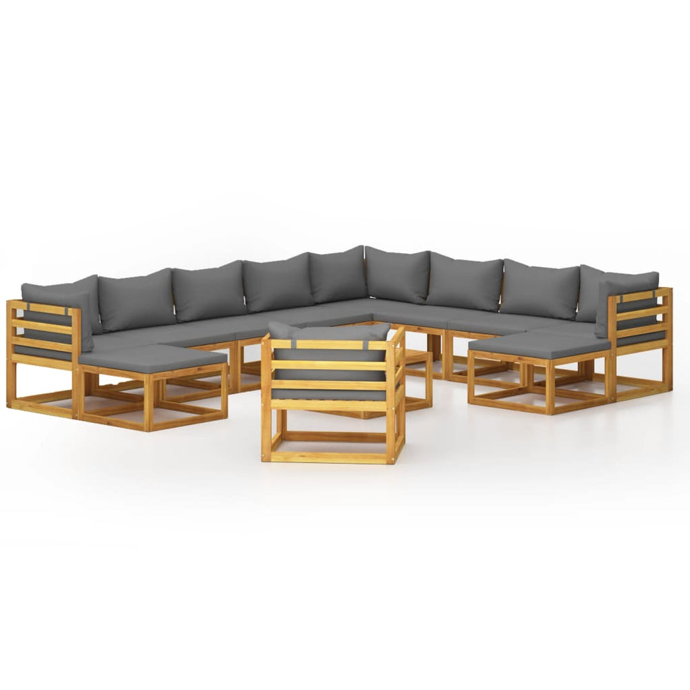 vidaXL Salon de jardin 12 pcs avec coussins bois d'acacia massif