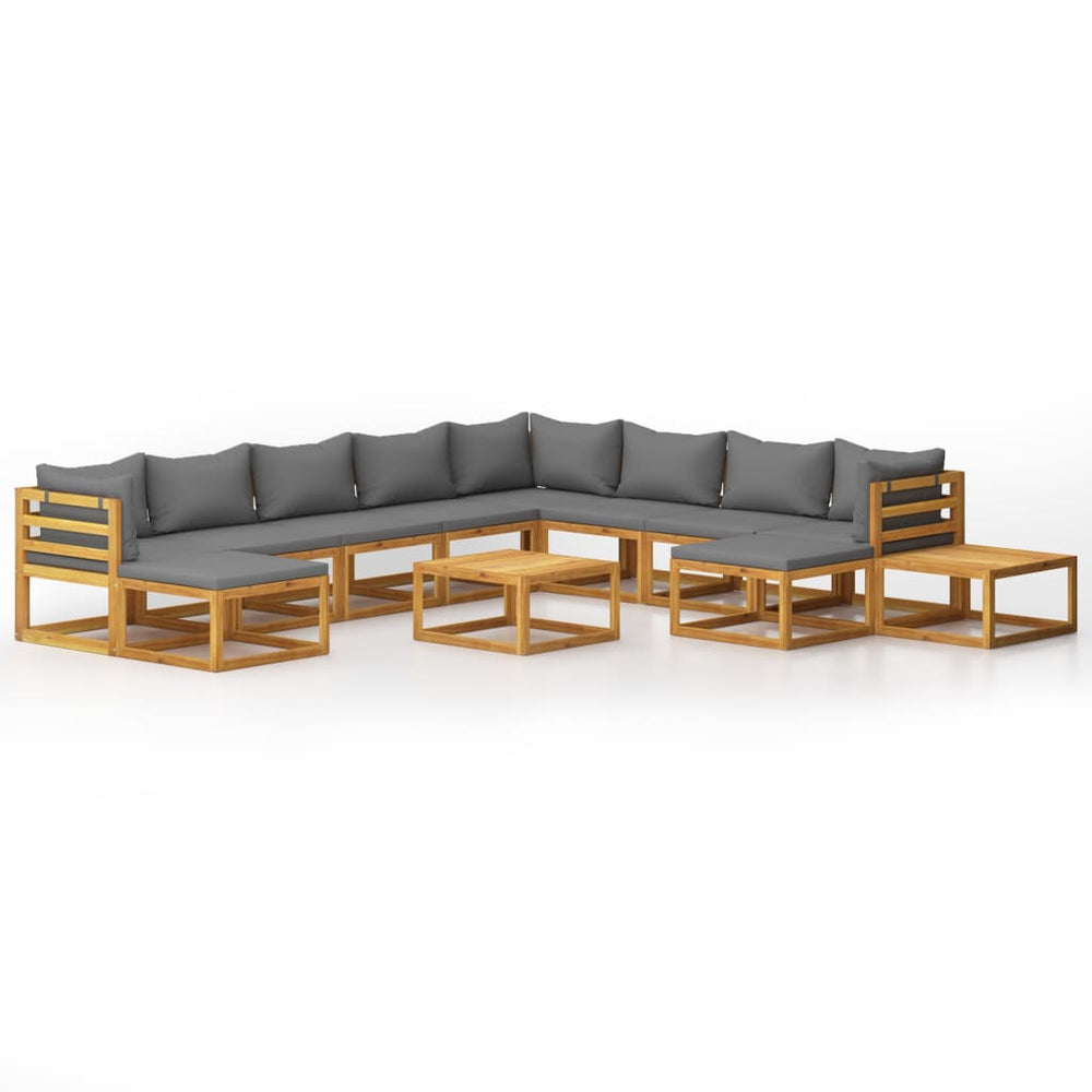 vidaXL Salon de jardin 12 pcs avec coussins bois d'acacia massif
