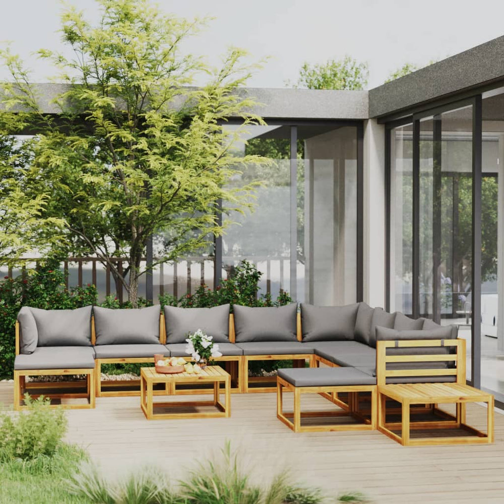 vidaXL Salon de jardin 12 pcs avec coussins bois d'acacia massif
