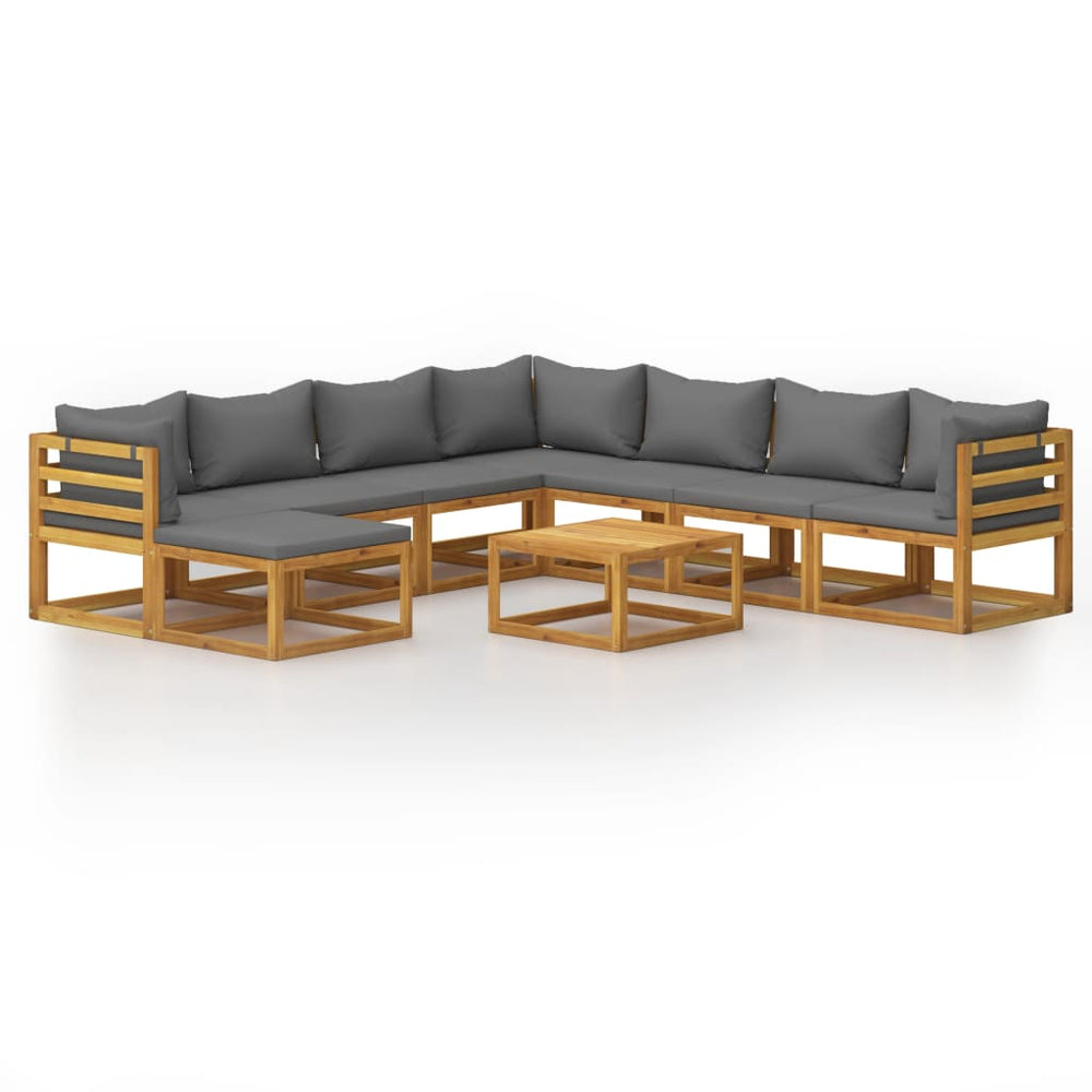 vidaXL Salon de jardin 9 pcs avec coussins Bois d'acacia massif