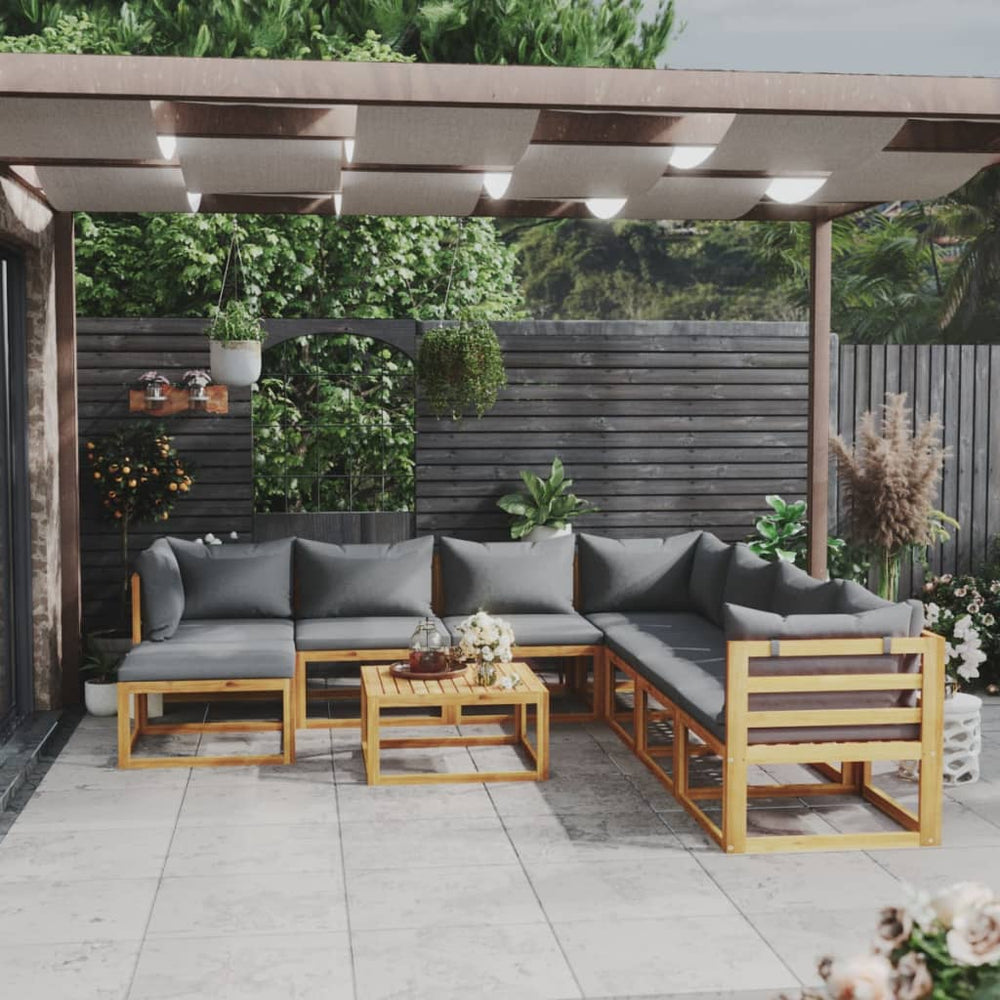 vidaXL Salon de jardin 9 pcs avec coussins Bois d'acacia massif