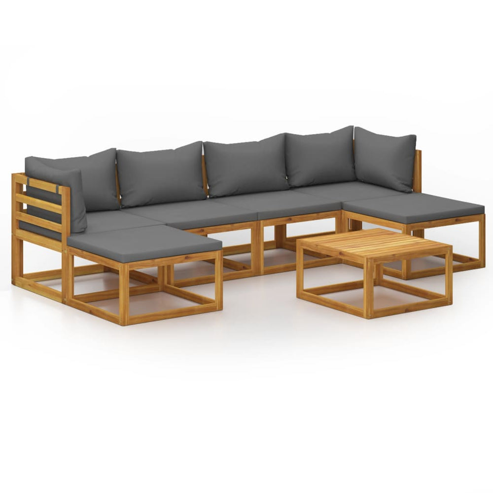vidaXL Salon de jardin 7 pcs avec coussins Bois d'acacia massif