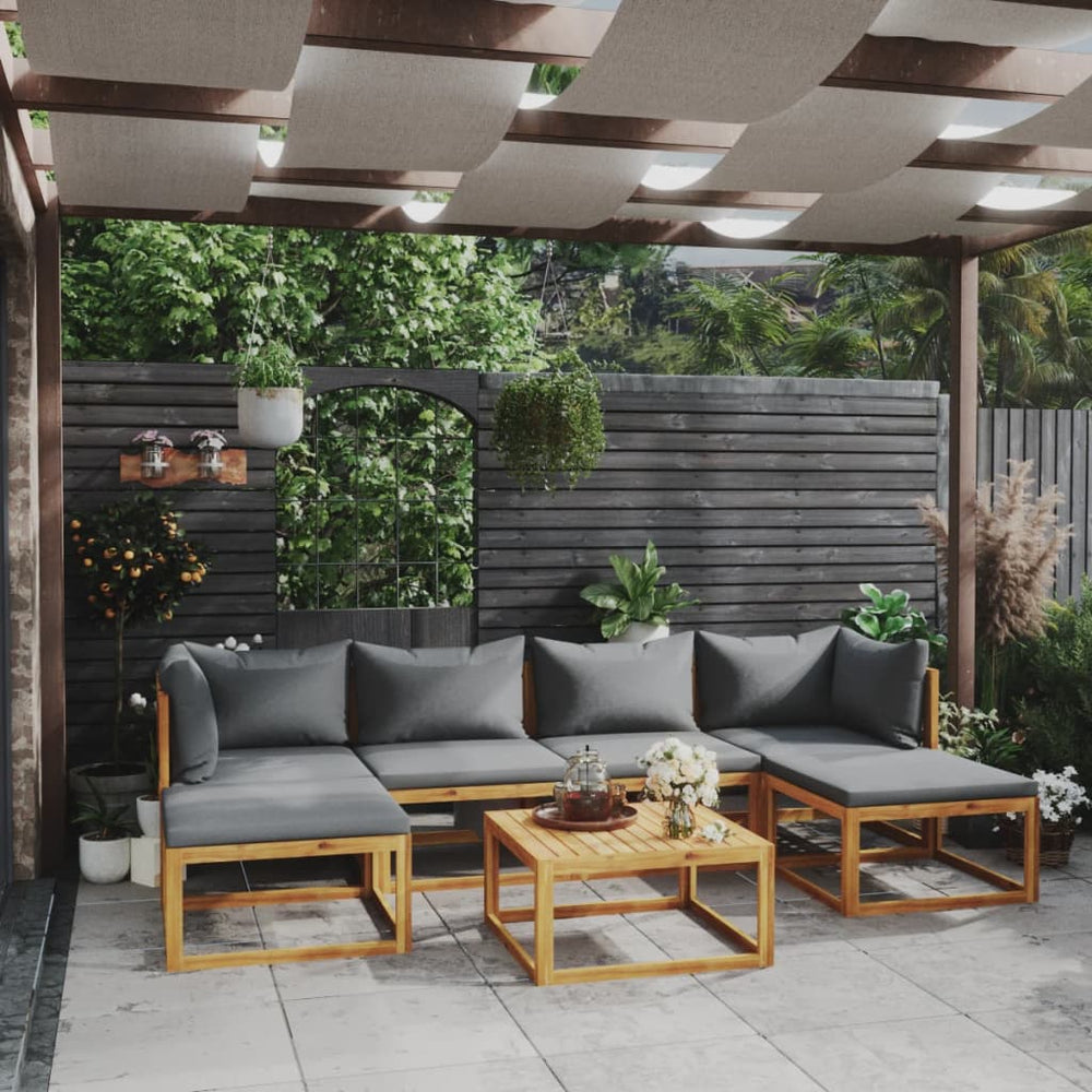 vidaXL Salon de jardin 7 pcs avec coussins Bois d'acacia massif