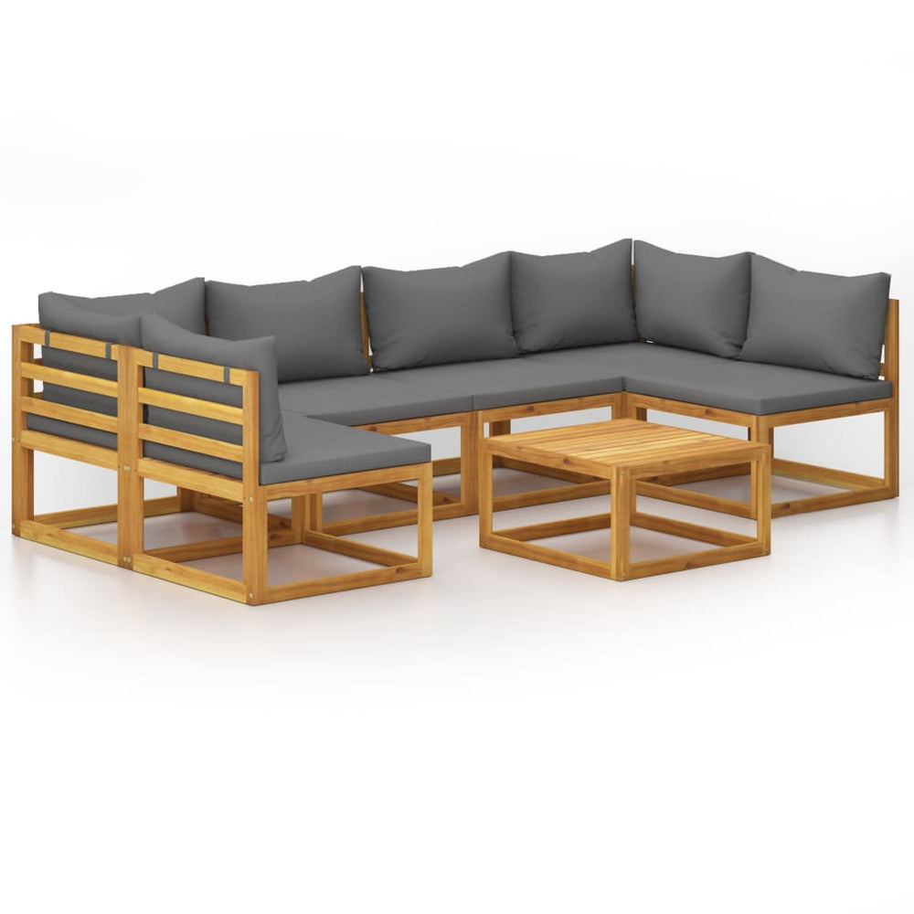 vidaXL Salon de jardin 7 pcs avec coussins Bois d'acacia massif